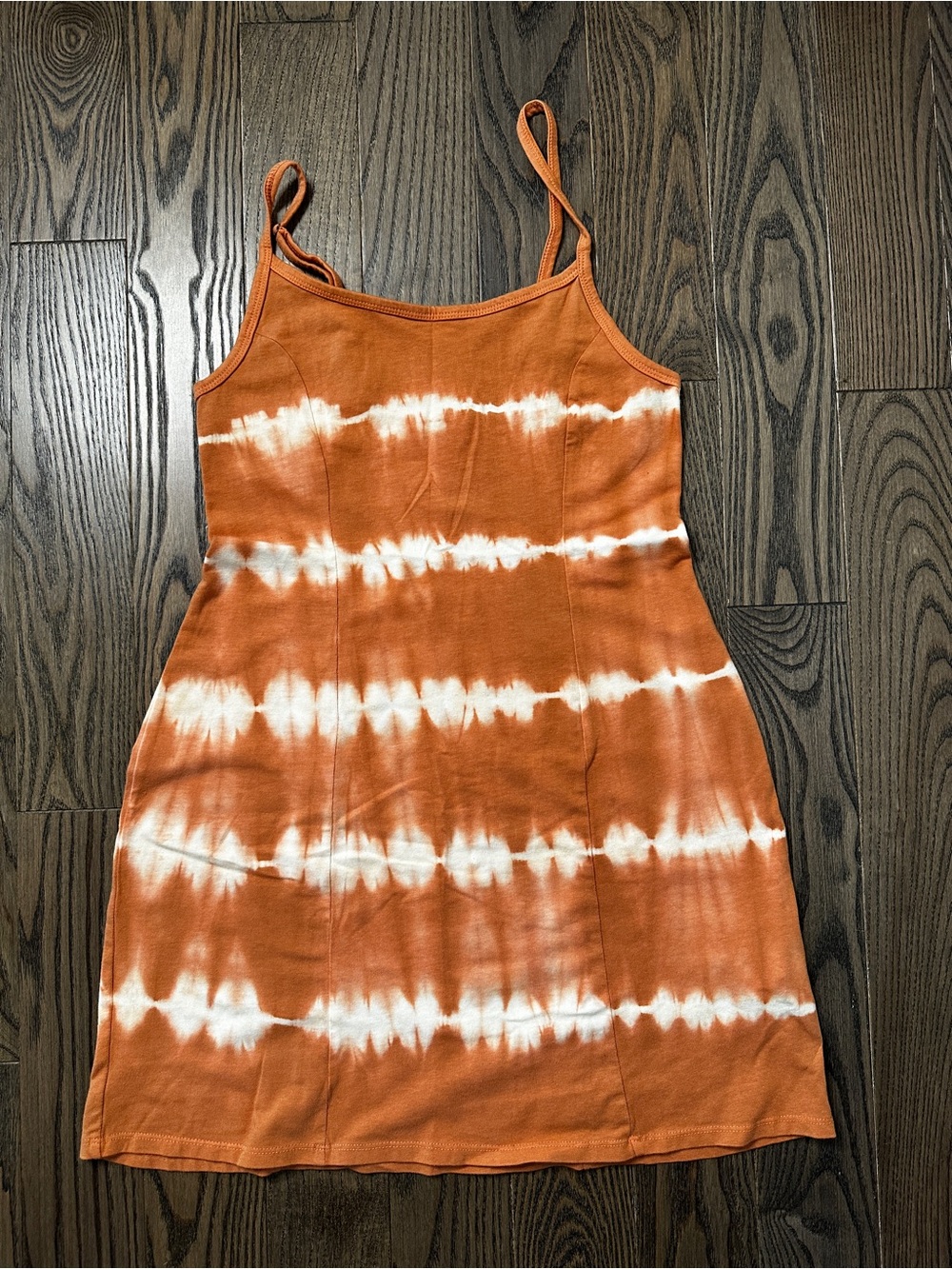 Billabong - Spaghetti Strap Tie-Dye Mini Dress - Rust/White